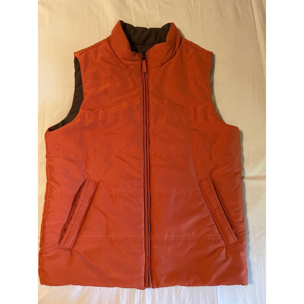 Weatherproof Women's Puffer Vest Reversible Full Zip Orange Brown Sleeveless‎ M